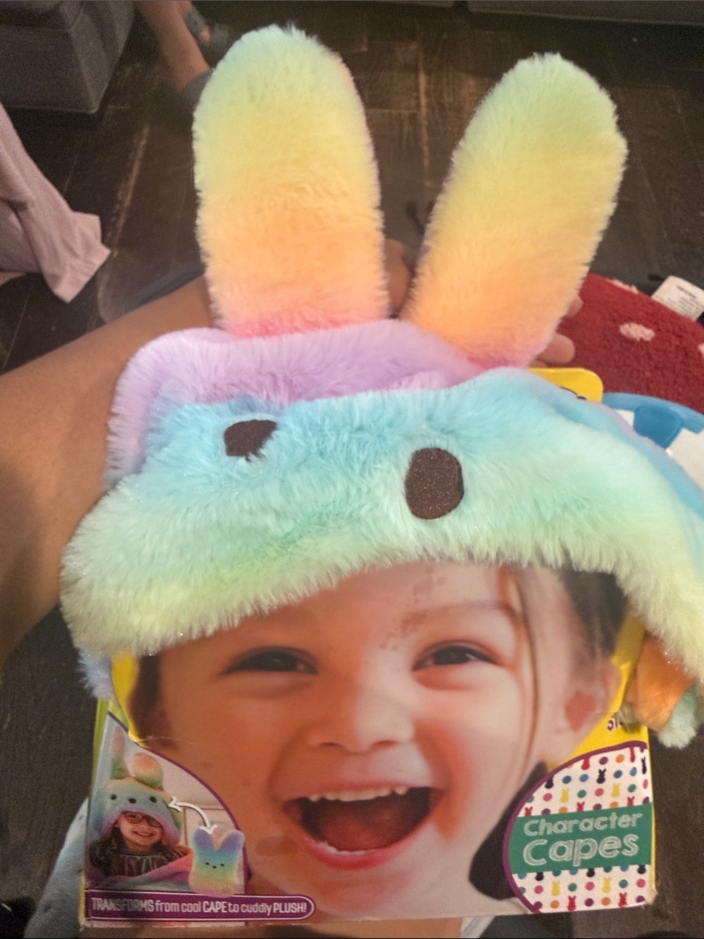 Rainbow Plush peep Hooded blanket/plush - Picture 3 of 3